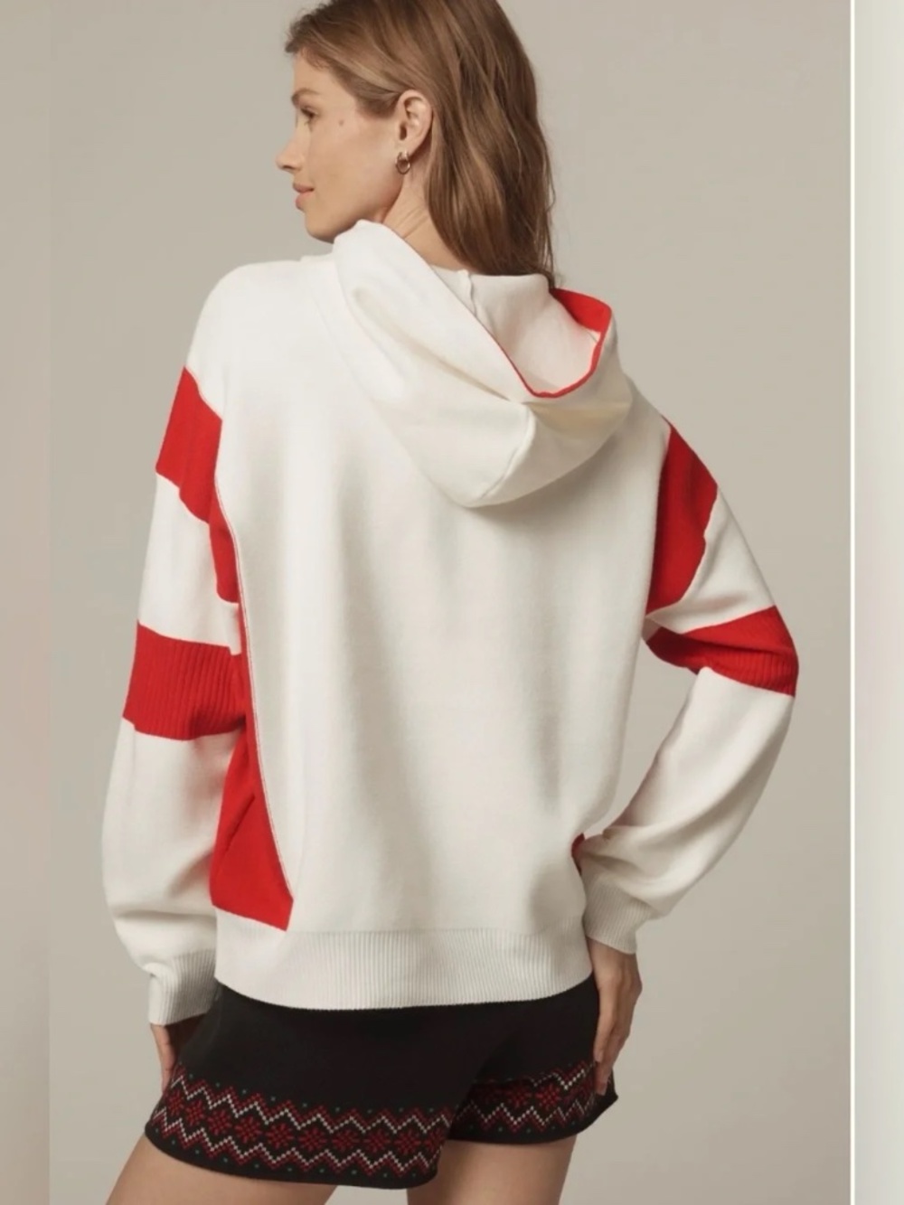 Anthropologie Daily Practice Knit Hooded Sweatshirt NANTUCKET FISHING CLUB RED - Picture 3 of 4